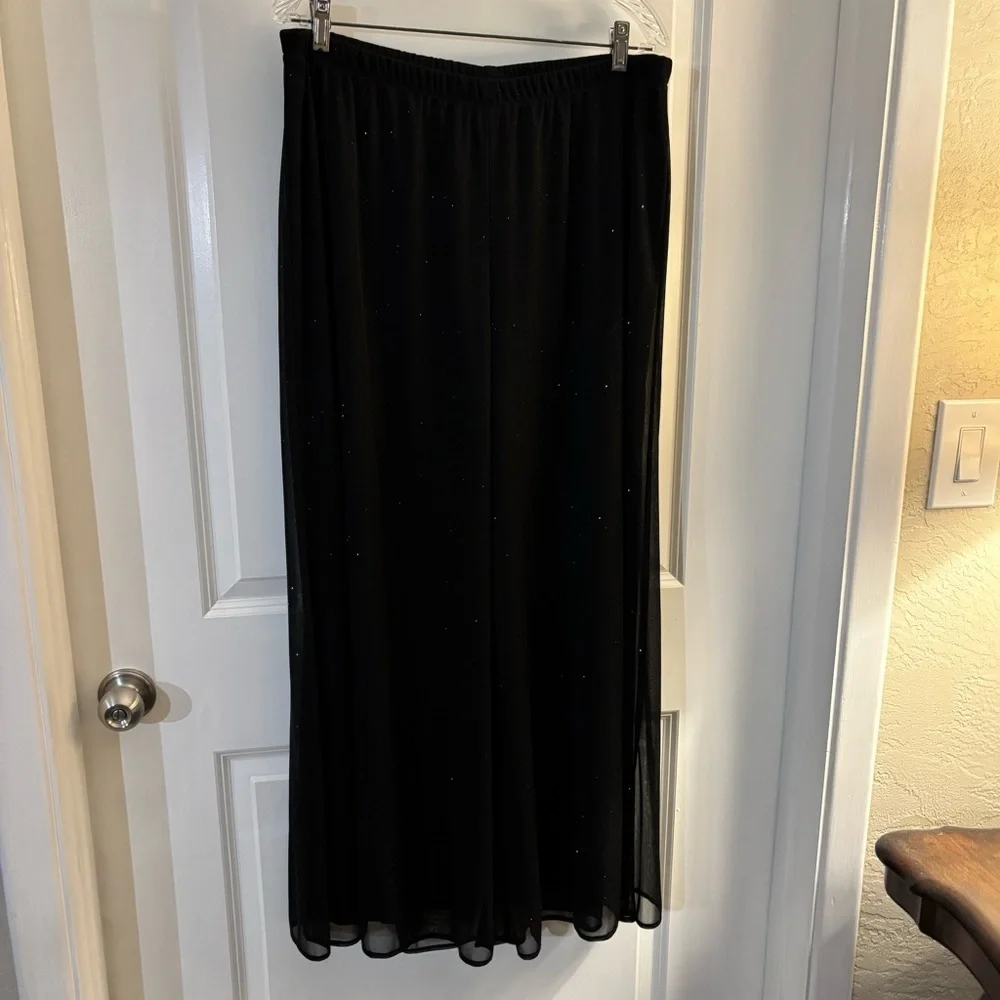 Dress Barn Black Shimmer Flowing Wide-Leg Palazzo Pants Sz 18/20